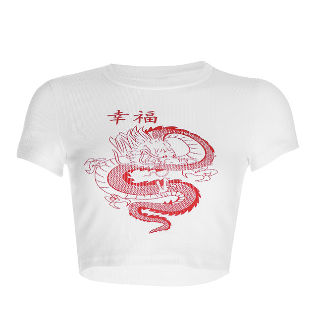 T-shirt à imprimé dragon